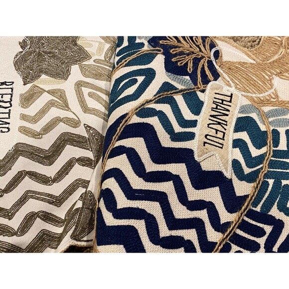 From the Hearth Set of 4 Pumpkin Fall Thanksgiving Placemats Embroidered Chevron - Picture 6 of 7